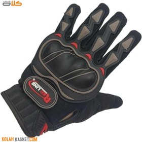 تصویر دستکش موتور سواری ردلاین پروتکشن دار مشکی R4 Redline motorcycle gloves with black R4 protection