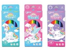 تصویر مداد رنگی ۱۲ رنگ طرح یونیکورن Pencil color