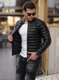 خرید و قیمت کت چرم پف دار برش باریک برند gm giyimarket به رنگ مشکی