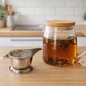 تصویر چای صافکن پایه دار نقره ای 