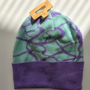 تصویر کلاه بافت بنفش سبز 