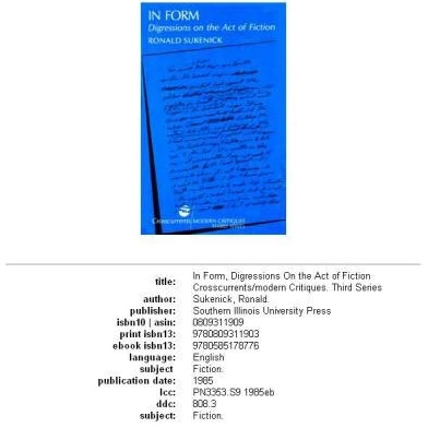 خرید و قیمت دانلود کتاب In form, digressions on the act of fiction 1st ...