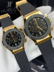 تصویر ساعت مچی ست هوبلو HUBLOT BIG BANG طوسی صفحه مشکی HBB-219 