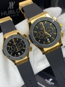 تصویر ساعت مچی ست هوبلو HUBLOT BIG BANG طوسی صفحه مشکی HBB-219 