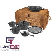 تصویر سرویس چدن نالینو 10 پارچه مدل bona (با جعبه چوبی) 