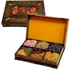 تصویر جعبه مستطیل طرح گل و مرغ 