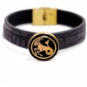 تصویر دستبند چرم روکش طلا سری ونوس ماه تولد دی GLBM10 