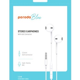 تصویر هندزفری سیمی با جک 3.5 میلی متری پورودو Porodo Stereo Earbuds 3.5mm Aux Connector 