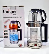 تصویر چای ساز یونیک مدل UL124 ظرفیت ۲ لیتر با کتری پیرکس و قوری ۰.۸ لیتر 