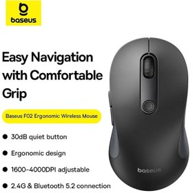 تصویر ماوس بی سیم‌ بیسوس مدل F02 Baseus F02 Ergonomic Wireless Mouse without Battery B01055505111-01