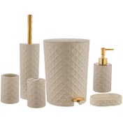 تصویر ست سرویس بهداشتی 6 پارچه لیمون طرح گل و جور - طلایی 