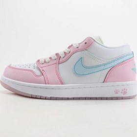 تصویر کتونی نایک جردن وان لو پنجه صورتی Nike Jordan 1 Low SE Paw Print Pink Foam