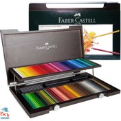 تصویر مداد رنگی پلی کروموس 120 رنگ فابرکاستل جعبه چوبی 