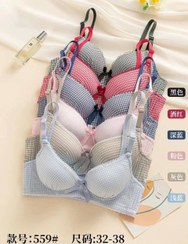 تصویر سوتین تک زنانه اسفنجی مدل چارخونه راحتی بدون فنر 