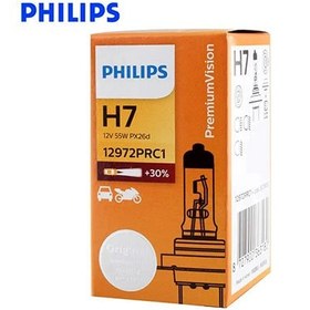 تصویر لامپ هالوژن چراغ جلو گازی پایه H7 برند فیلیپس اصلی Philips H7 12V 55W Bulbs Halogen Lamps