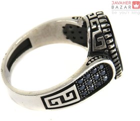 تصویر انگشتر نقره عقیق سیاه مردانه مدل رامتین کد 62426 Silver ring with black onyx for men, Ramtin model