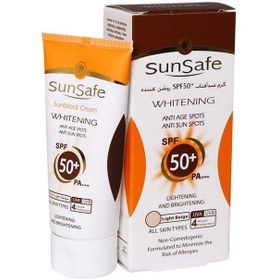 تصویر کرم ضد آفتاب رنگی سان سیف، SPF50، مدل Whitening، مناسب انواع پوست تنالیته رنگ روشن و حجم 50 میلی‌ لیتر، محافظت کننده در برابر اش 