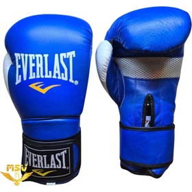 تصویر دستکش بوکس آتل دار چرم طبیعی اورلست EVERLAST حرفه‌ای 12 اونس 