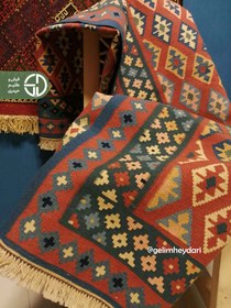 تصویر گلیم دستباف 3متری مدل قشقایی صادراتی کد 13781 qashqai kilim