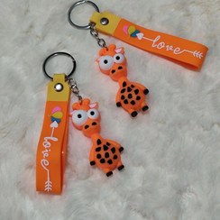 تصویر جاکلیدی و جاسوئیچی سیلیکونی مدل زرافه Giraffe model silicone keychain and keyring