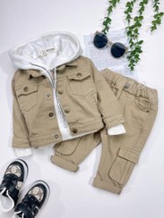 تصویر دو تیکه کت و شلوار کارگو کتان 