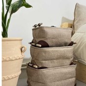 تصویر باکس برزنتی وارداتی ۳ تکه دسته چوبی - کرم 