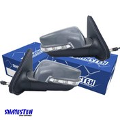 تصویر آینه بغل پژو ۴۰۵ با راهنما قاب خاکستری تنظیم دستی 