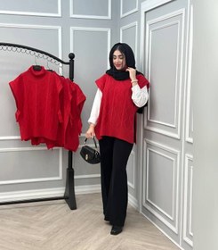 تصویر وست بافت زنانه یلدایی کد ۲۲۵۰ Yaldai woven women's vest, code 2250