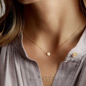 تصویر گردنبند نقره پلاک دایره متصل مینیمال قابل حک 