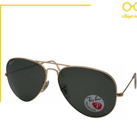 تصویر عینک ریبن مدل 3025 پلاریزه فریم طلایی شیشه دودی 