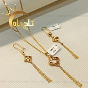 تصویر نیم ست ونکلیف آویز دار طلا ۱۸ عیار 