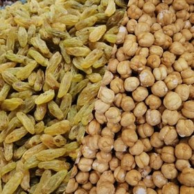 تصویر نخود چی،. نخودچی کشمش ( نخود گل اعلا دو آتیشه و کشمش سبز) 800 گرم 