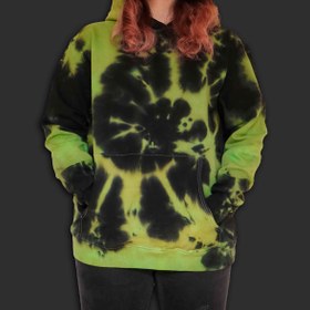 تصویر هودی تای دای ( شیبوری ) اسپیرال سبز-مشکی Green & Black Spiral Tie Dye Hoodie