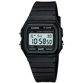 تصویر ساعت مچی اورجینال کاسیو Casio مشکی | مشکی| مشکی| کد رفرنس F-91W-3DG کد رفرنس:F-91W-3DG