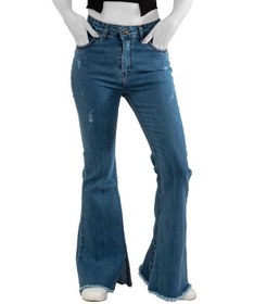 تصویر شلوار زنانه جین دمپا گشاد آبی یوروفشن 