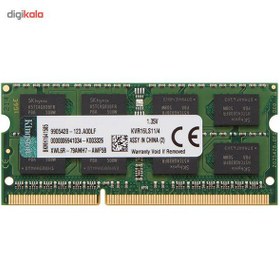 تصویر رم لپ تاپ کینگستون تک کاناله مدل RAM KINGSTON DDR3L 4GB 1600MHz CL11 ValueRAM 