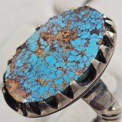 تصویر انگشتر نقره مردانه فیروزه نیشابوری معدنی 