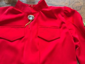تصویر شومیز دخترانه مجلسی رنگ قرمز دو جیب 
