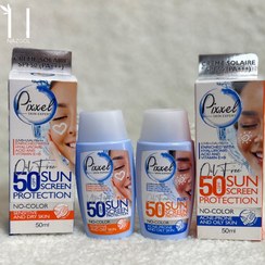 تصویر ضدآفتاب بی رنگ فلوئیدی پیکسل مناسب پوست چرب و پوست خشک spf50 