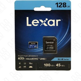 تصویر کارت حافظه‌ microSDXC لکسار مدل 633X کلاس 10 استاندارد UHS-I U3 سرعت ظرفیت 128 گیگابایت 