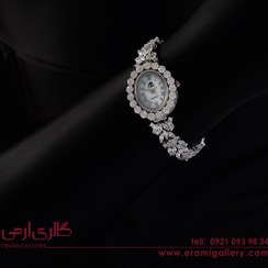 تصویر ساعت نقره زنانه طرح جواهر نگین دار مدل ES7573 