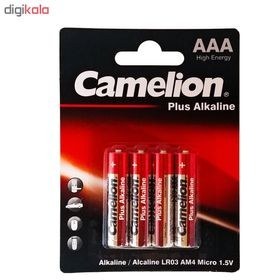 تصویر باتری نیم قلمی کملیون مدل Plus Alkaline بسته 4 عددی Camelion Plus Alkaline AA and AAA Battery Pack of 4