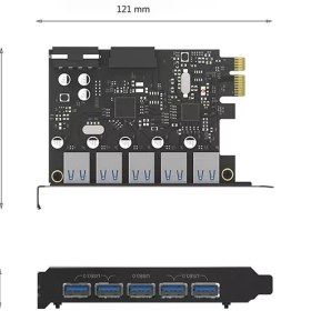 تصویر هاب یو اس بی اینترنال 5 پورت اوریکو Orico 5 Port USB3.0 PCI-E Expansion Card PVU3-5O2I-V1 