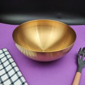 تصویر کاسه استیل طلایی 25 سانت 
