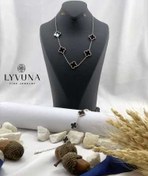 تصویر گردنبند نقره ای ونکلیف رنگ مشکی 