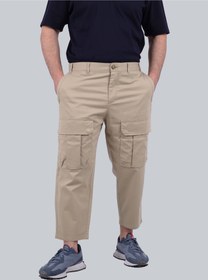 تصویر شلوار کمر گشاد مردانه ساده در رنگ بژ برند selected Men's Plain Wide Leg Cargo Pants in Beige