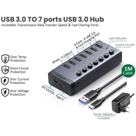 تصویر هاب 7 پورت USB 3.0 یوگرین Ugreen CM481 30778 7 Ports USB 3.0 