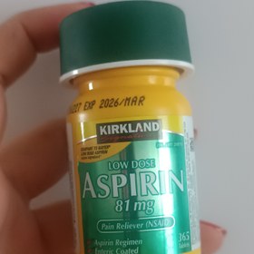 تصویر قرص آسپرین کرکلند ا Kirkland Signature Aspirin Low Dose 81 mg یک عدد360تایی تاریخ2026 
