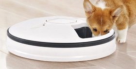 تصویر ظرف غذای اتوماتیک گربه و سگ 6 مخزنه با قابلیت تنظیم ساعت مدل S011 Automatic Pet Feeder For Dogs And Cats