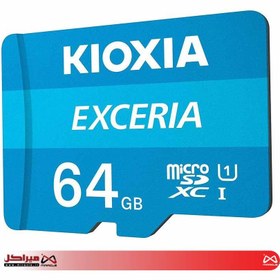 تصویر حافظه مموری 64 گیگ مدل Kioxia Kioxia Micro SDHC C10 U1 100Mb/s With Adapter M203